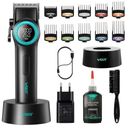 TAGLIACAPELLI PROFESSIONALE DA UOMO SENZA FILI PER BARBIERI DISPLAY A LED V-001