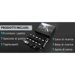 TAGLIACAPELLI PROFESSIONALE DA UOMO SENZA FILI PER BARBIERI DISPLAY A LED V-001