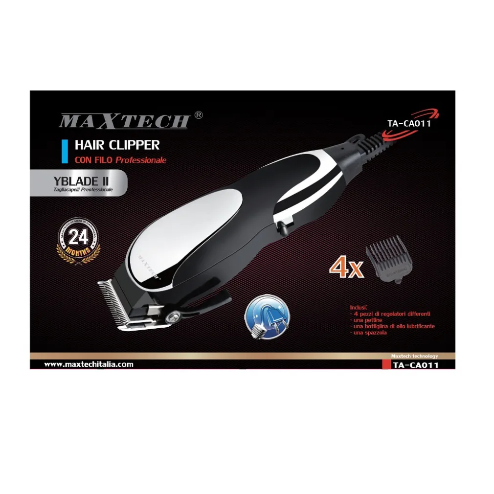 TAGLIACAPELLI PROFESSIONALE UOMO RASOIO CON FILO SPAZZOLA LUBRIFICANTE MAXTECH TA-CA011