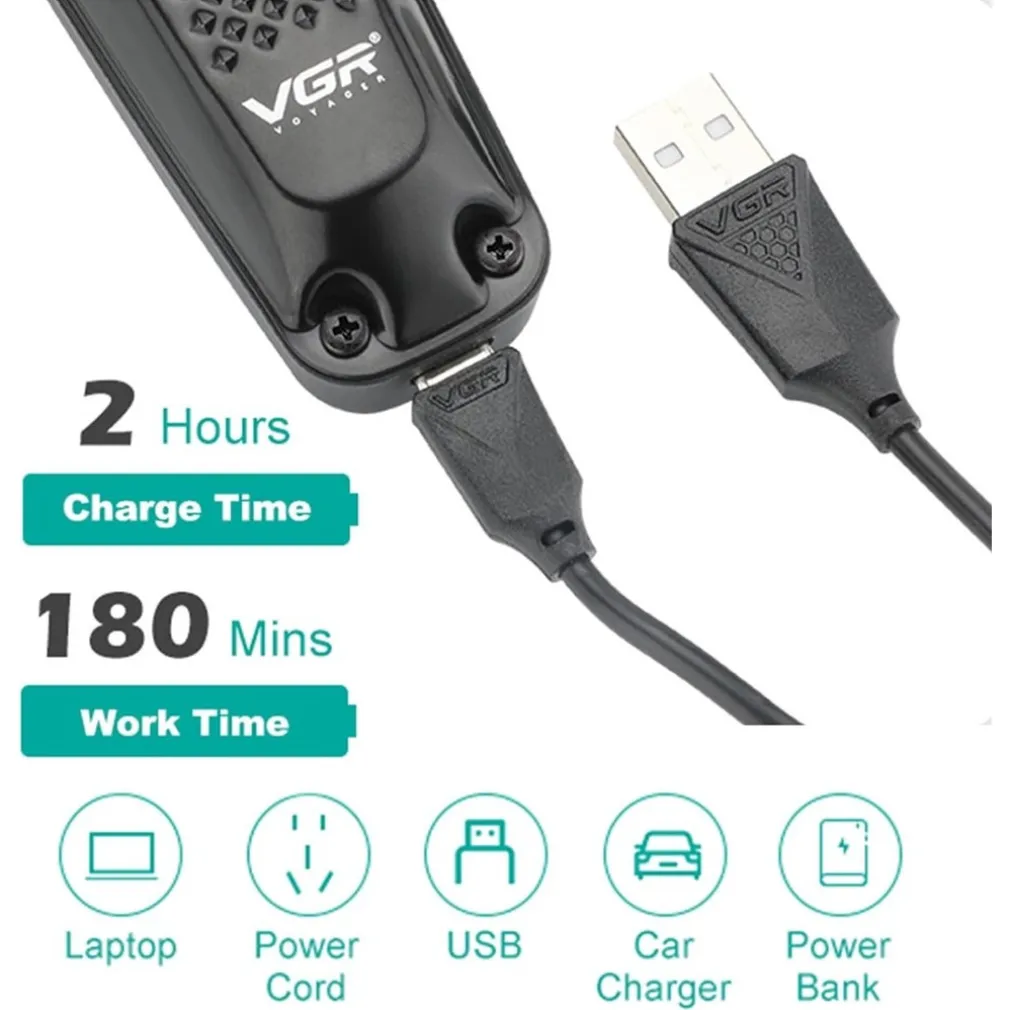 TAGLIACAPELLI REGOLABARBA PER UOMO CAVO/SENZA FILI RICARICABILE DISPLAY LED V-972