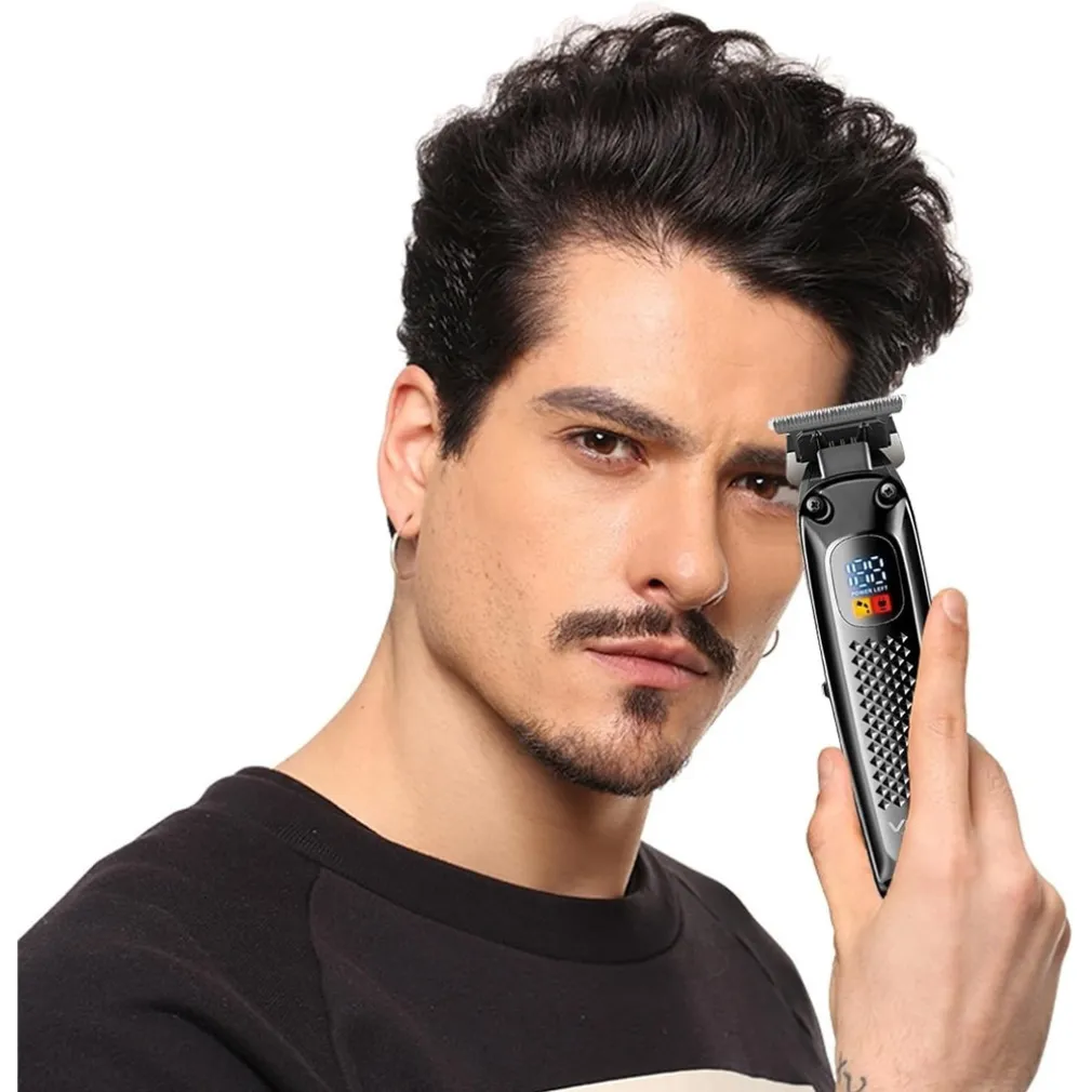 TAGLIACAPELLI REGOLABARBA PER UOMO CAVO/SENZA FILI RICARICABILE DISPLAY LED V-972