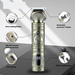 TAGLIACAPELLI UOMO PROFESSIONALE SENZA FILO RICARICABILE A BATTERIA 0 MM VGR 962