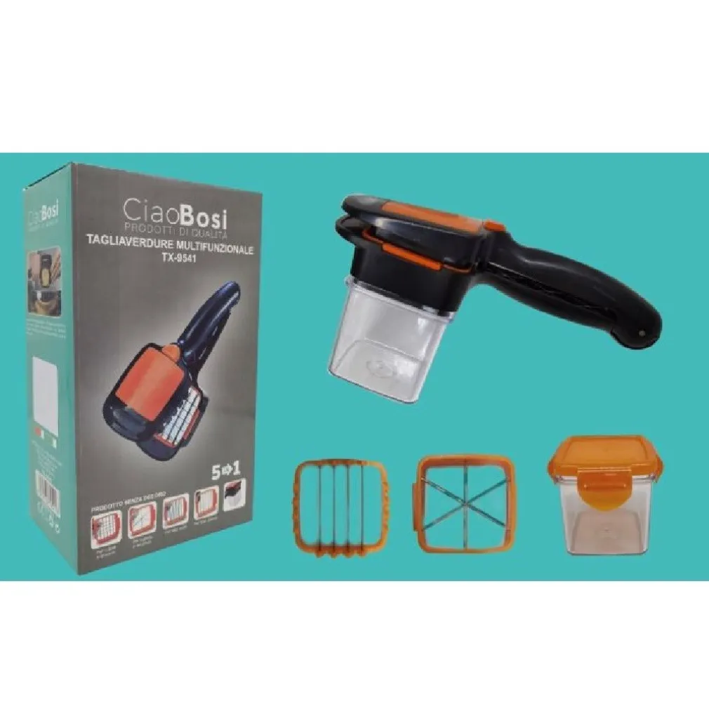 TAGLIAVERDURE FRUTTA MULTIFUNZIONALE CON CONTENITORE ERMETICO DA CUCINA TX-9541