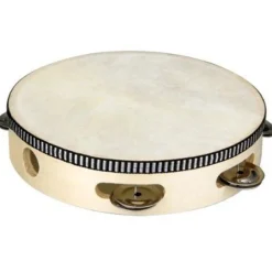TAMBURELLO TAMBURO CON SONAGLI LEGGERO IN LEGNO E PELLE DIAMETRO 20CM CEMBALO