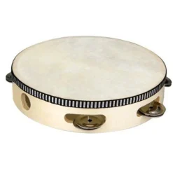 TAMBURELLO TAMBURO CON SONAGLI LEGGERO IN LEGNO E PELLE DIAMETRO 15CM CEMBALO