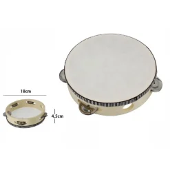 TAMBURELLO TAMBURO LEGGERO IN LEGNO E PELLE DIAMETRO 18 X 4.5 CM 53673A