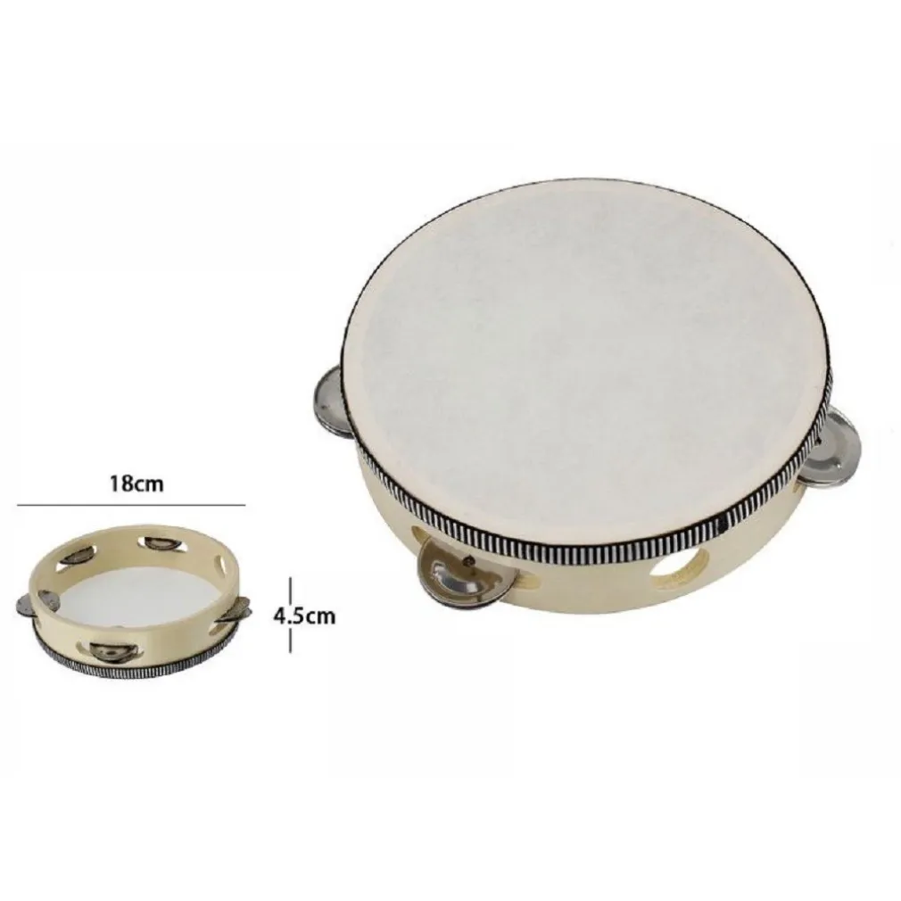 TAMBURELLO TAMBURO LEGGERO IN LEGNO E PELLE DIAMETRO 18 X 4.5 CM 53673A