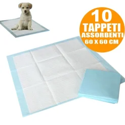 TAPPETINI SUPERR ASSORBENTI PER CANI GATTI 60X60CM CUCCIOLI PANNOLINI TRAVERSE