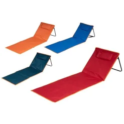 TAPPETINO DA SPIAGGIA 160X53CM PIEGHEVOLE STUOIA PRENDISOLE CON CUSCINO 4 COLORI 6624013