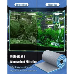 TAPPETINO FILTRANTE TAGLIABILE PER LAGHETTI ACQUARI SCHIUMA ORGANICA MULTISTRATO 11X50CM