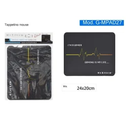 TAPPETINO MOUSE GAMING I'M A GAMER GAMING IS MY LIFE CON LINEA FREQUENZA G-MPAD27