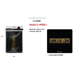 TAPPETINO MOUSE PAD ANTISCIVOLO GAMING G-CRIME CON SCRITTA SCRIVANIA PC MAXTECH G-MPAD11