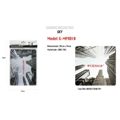 TAPPETINO MOUSE PAD TAPPETO POGGIAPOLSO GAMING SERIE SKY CIELO PC MAXTECH G-MPAD10