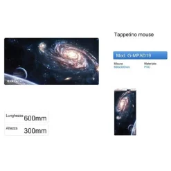 TAPPETINO PC PER MOUSE POGGIAPOLSO GAME PAD GALASSIA UNIVERSO MAXTECH G-MPAD19