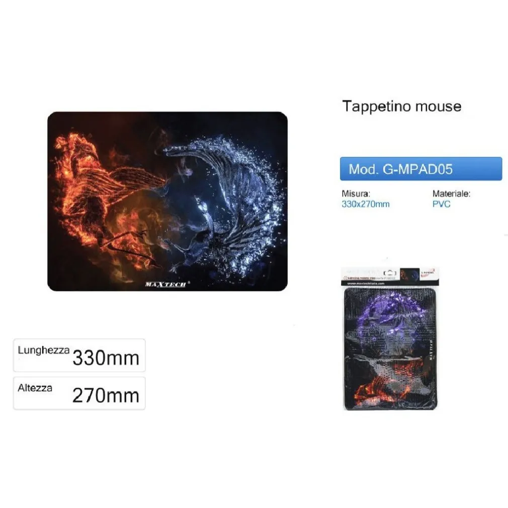 TAPPETINO POGGIAPOLSO TAPPETO PC GAMING MOUSE PAD SERIE FIREICE MAXTECH G-MPAD05