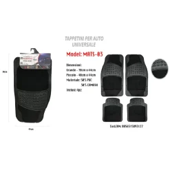 TAPPETINO UNIVERSALE DA AUTO PVC CAMOSCIO ANTERIORE POSTERIORE 4PZ MAXTECH MATS-03