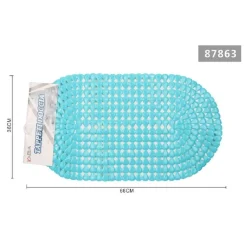 TAPPETO ANTISCIVOLO OVALE DIAMANTE BLU LAGO PER VASCA BAGNO DOCCIA 36X66CM 87863