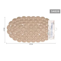 TAPPETO ANTISCIVOLO OVALE CON CONCHIGLIE BEIGE VASCA BAGNO DOCCIA 67X37CM 54039