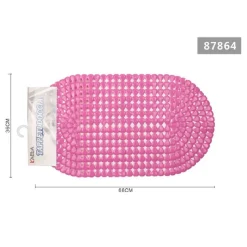 TAPPETO ANTISCIVOLO OVALE DIAMANTE ROSA PER VASCA BAGNO DOCCIA 36 X 66 CM 87864
