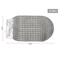 TAPPETO ANTISCIVOLO OVALE DIAMANTE GRIGIO PER VASCA BAGNO DOCCIA 36 X 66CM 87861