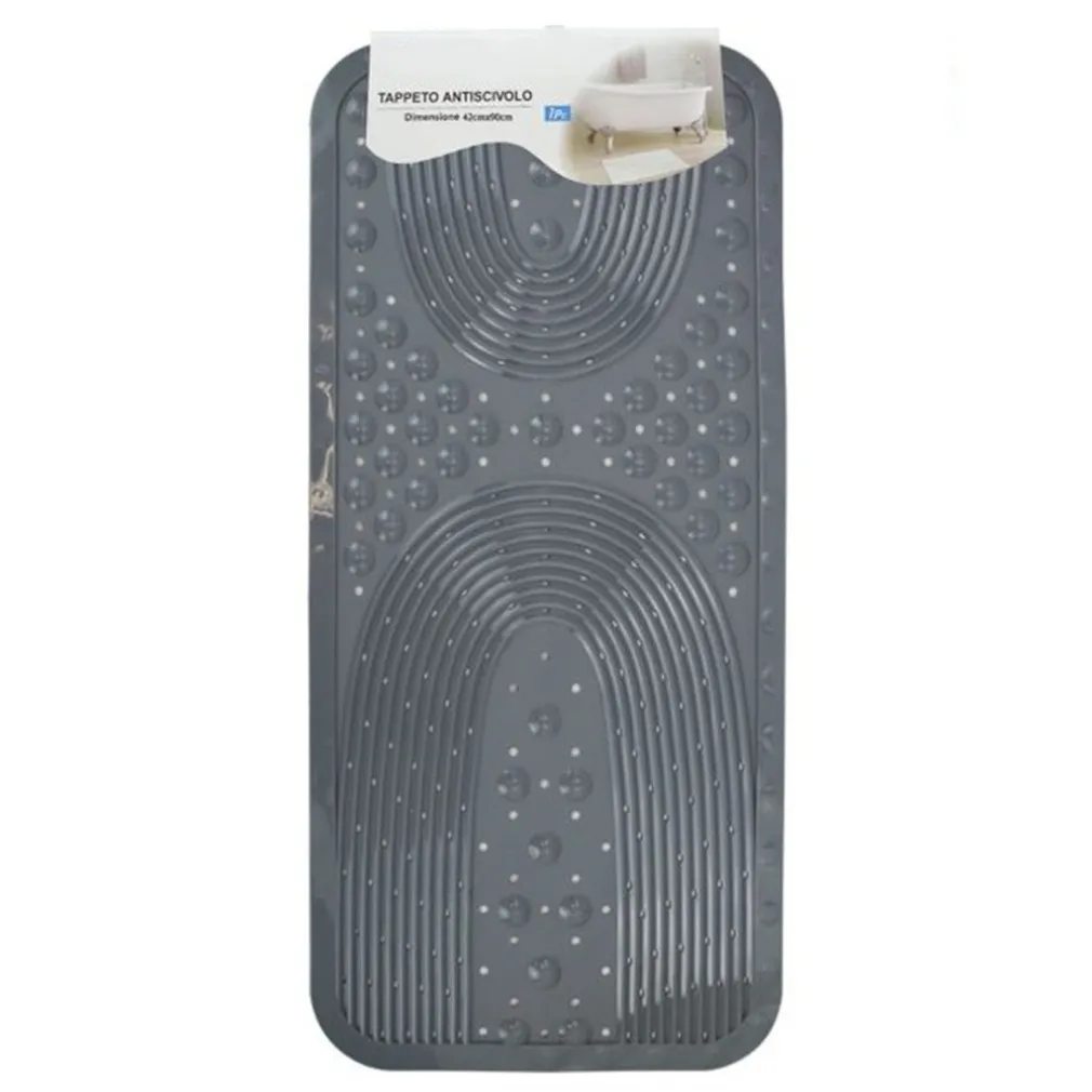 TAPPETO ANTISCIVOLO PER VASCA DA BAGNO DOCCIA GRIGIO 42X90 CM RETTANGOLARE 87555