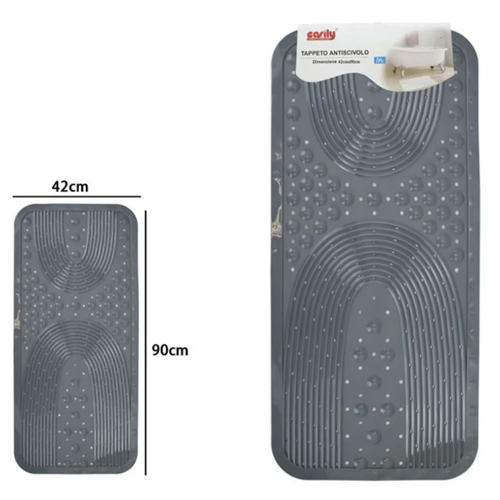 TAPPETO ANTISCIVOLO PER VASCA DA BAGNO DOCCIA GRIGIO 42X90 CM RETTANGOLARE 87555
