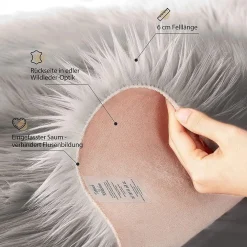 TAPPETO FINTA PELLICCIA SINTETICA PER ANIMALI SOGGIORNO CAMERA LAVABILE 50X80 CM