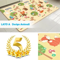 TAPPETO GIOCO BAMBINI DOUBLE FACE MISURE MAXI TAPPETONE SCHIUMA XEVA 120X180CM