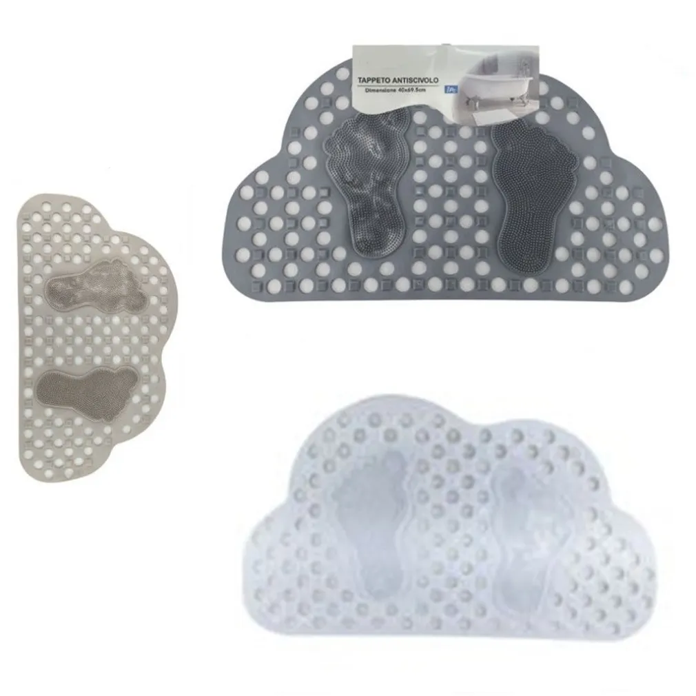 TAPPETO PER VASCA BAGNO DOCCIA ANTISCIVOLO FORMA NUVOLA CON IMPRONTE PIEDI 40X69,5CM 10788