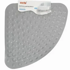 TAPPETO PVC ANTISCIVOLO TRIANGOLARE GRIGIO PER VASCA BAGNO DOCCIA 50X70 CM 79737