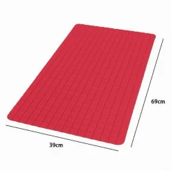 TAPPETO TAPPETINO ANTISCIVOLO BAGNO ARREDO 69 X 39 CM ROSSO CON QUADRATINI 69940