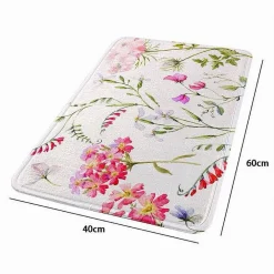 TAPPETO TAPPETINO ANTISCIVOLO TESSUTO BAGNO ARREDO 40X60CM BIANCO CON FIORI 69915