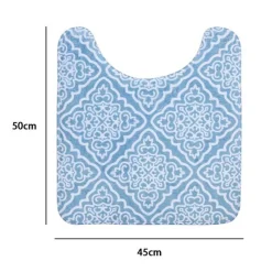 TAPPETO TAPPETINO GIROWATER ARREDO BAGNO CELESTE FANTASIA CON MAIOLICHE 87033