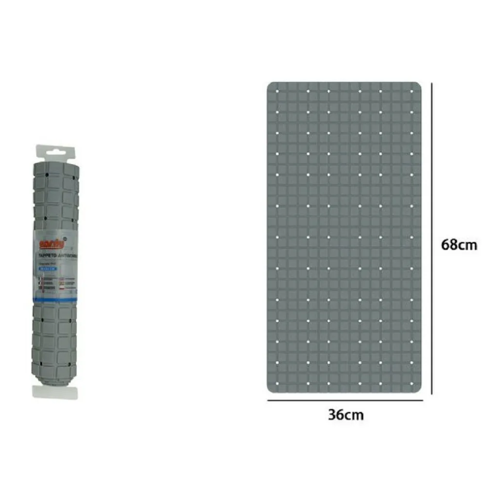 TAPPETO TAPPETINO IN PVC ANTISCIVOLO VASCA DA BAGNO DOCCIA 68X36CM 79755 GRIGIA