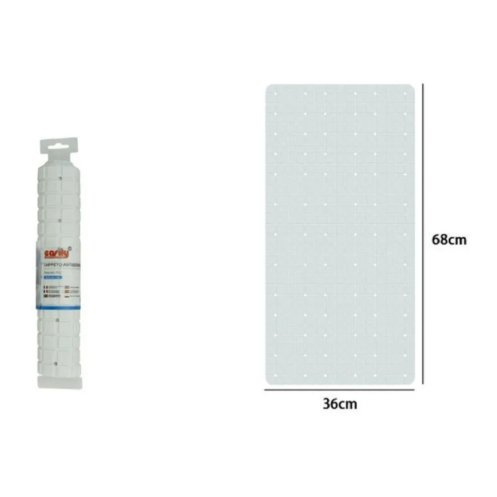 TAPPETO TAPPETINO IN PVC ANTISCIVOLO VASCA DA BAGNO DOCCIA 68X36 CM 79750 BIANCO