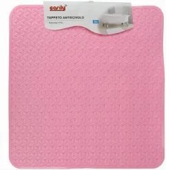 TAPPETO TAPPETINO IN PVC ROSA ANTISCIVOLO VASCA DA BAGNO DOCCIA 51 X 52 CM 59637