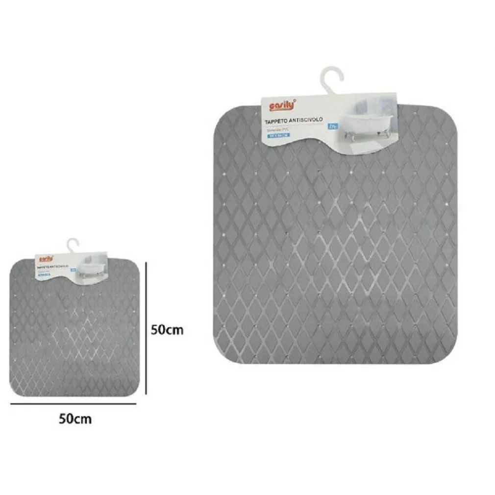 TAPPETO TAPPETINO IN PVC ANTISCIVOLO PER VASCA BAGNO DOCCIA 50X50CM 79731 GRIGIO