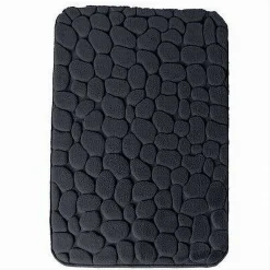 TAPPETO TAPPETINO IN TESSUTO PER BAGNO ARREDO 45X75 CM EFFETTO SASSI NERO 69770