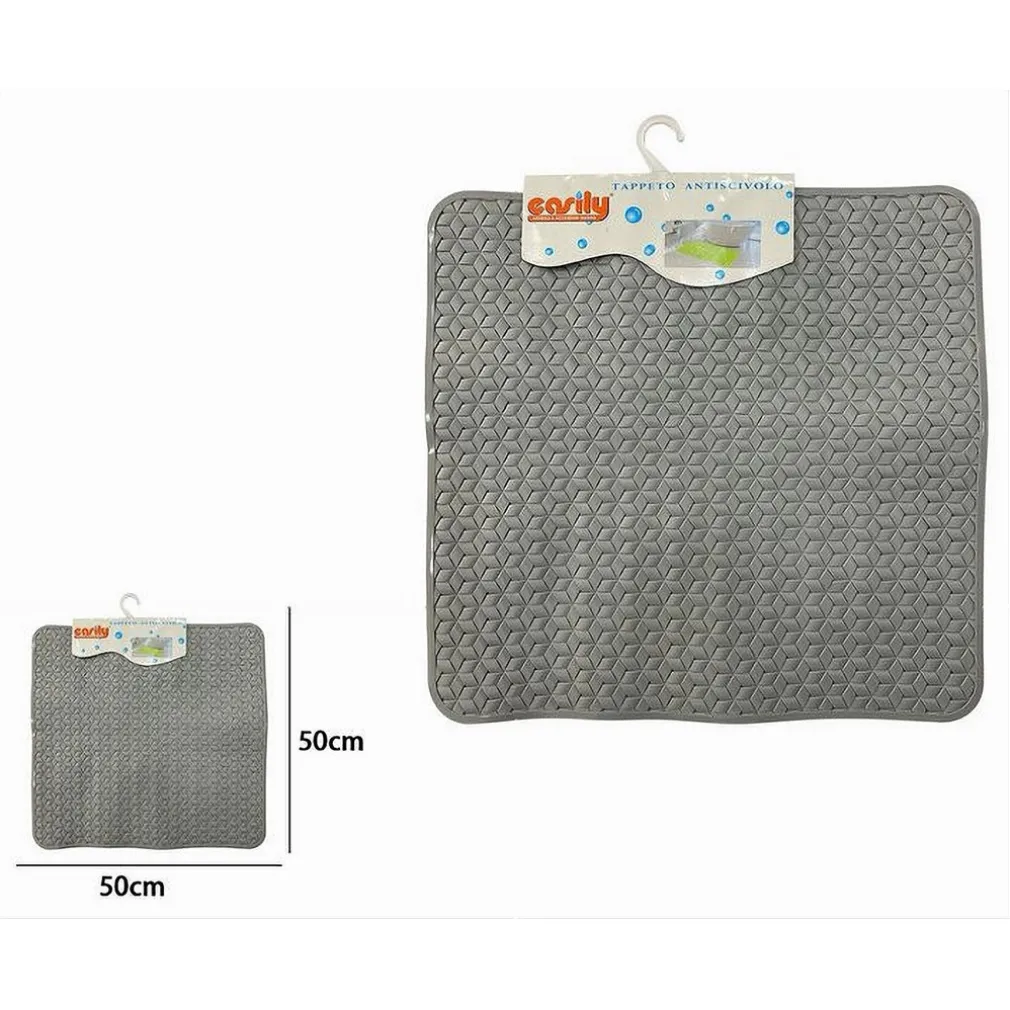TAPPETO TAPPETINO PVC ANTISCIVOLO VASCA BAGNO DOCCIA QUADRO GRIGIO 50X50CM 59318