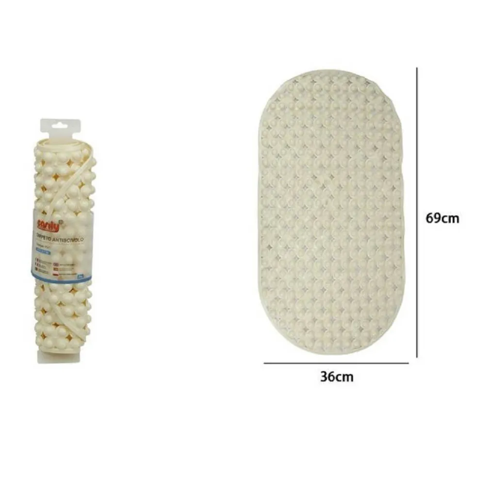 TAPPETO TAPPETINO PVC OVALE ANTISCIVOLO VASCA BAGNO DOCCIA 69 X 36CM 79747 BEIGE