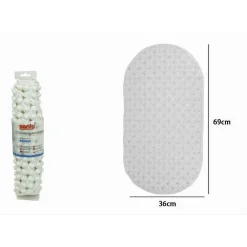 TAPPETO TAPPETINO PVC OVALE ANTISCIVOLO VASCA BAGNO DOCCIA 69X36CM 79744 BIANCO