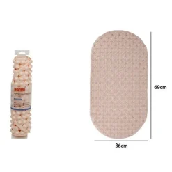 TAPPETO TAPPETINO PVC OVALE ANTISCIVOLO VASCA DA BAGNO DOCCIA 69X36CM 79745 ROSA