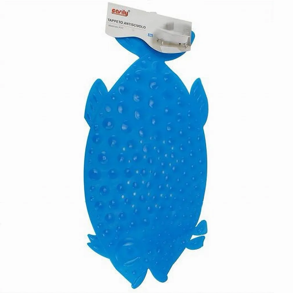 TAPPETO TAPPETINO PVC PESCE CELESTE ANTISCIVOLO VASCA BAGNO DOCCIA 74X36CM 59617