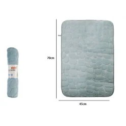 TAPPETO TAPPETINO TESSUTO EFFETTO SASSI PER ARREDO BAGNO 45 X 70CM 79931 AZZURRO
