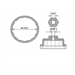 TAPPO CHIAVE A TAZZA PER RIMOZIONE FILTRO OLIO VERSIONE 14 FLAP CAP2 3/8