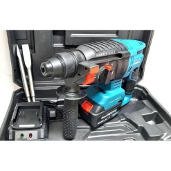 TASSELLATORE A BATTERIA 2 BATTERIE MARTELLO DEMOLITORE PERCUSSIONE TRAPANO SDS