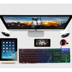 TASTIERA CON FILO RGB RETROILLUMINATA TASTI ROTONDI USB LAYOUT ITALIANO EK-385M