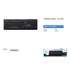 TASTIERA CON FILO USB 2.0 CONFORT IMPERMEABILE SILENZIOSO WINDOWS MACOS MAXTECH EK-402M