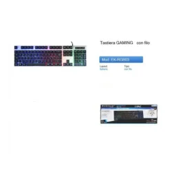 TASTIERA GAMING DA GIOCO LED RETROILLUMINATA RGB KEYBOARD PC CON FILO EK-RGB03