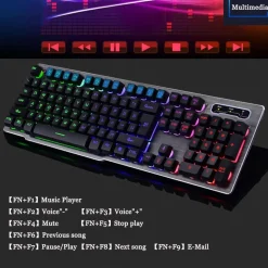 TASTIERA GAMING DA GIOCO CABLATA RETROILLUMINATA ARCOBALENO RGB LUCE LED QK708